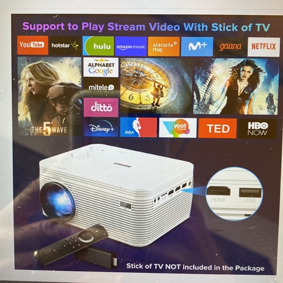 Bigasuo upgrade HD Bluetooth Projector Built in DVD Player Mini Video Projector - Picture 5 of 7